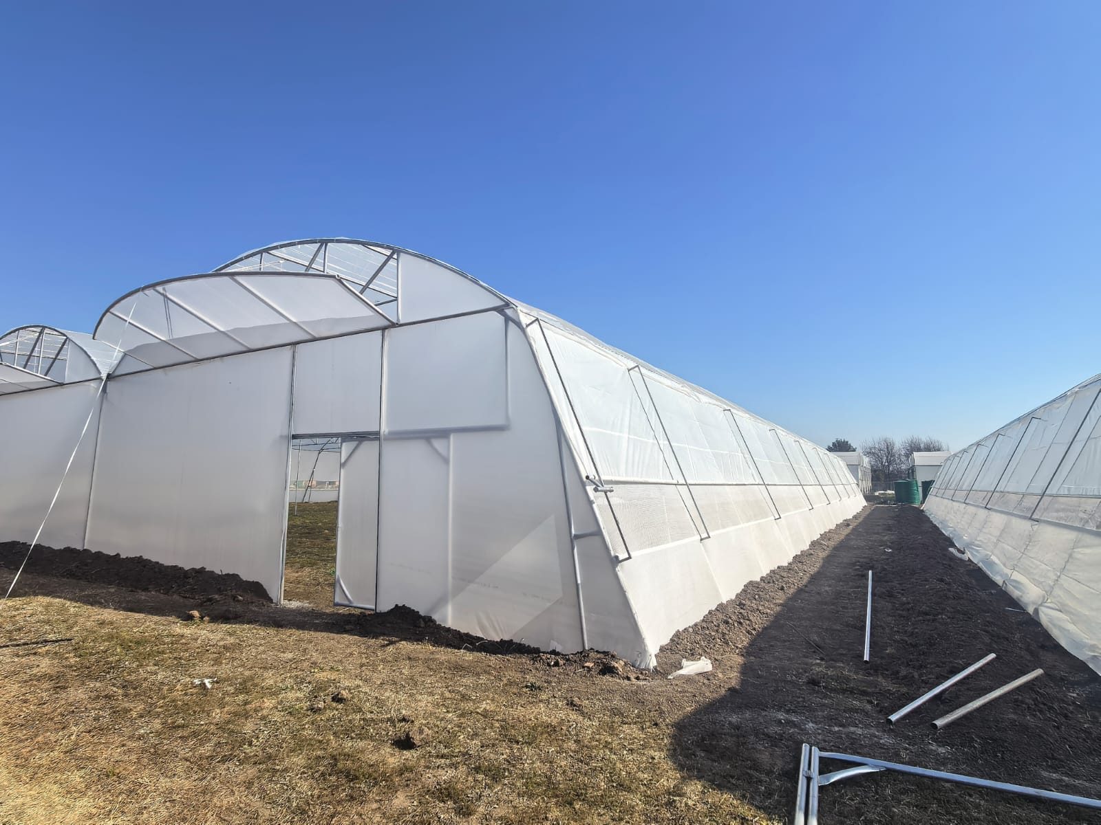 A Future Farms 30 by 10 metre agricultural tunnel on a prepared site in South Africa